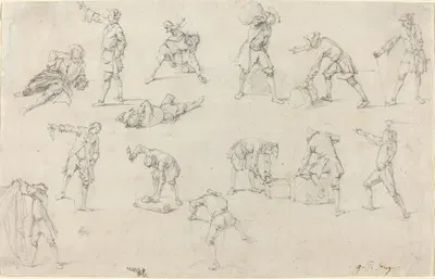 Studies of Soldiers in Camp by Georg Philipp Rugendas the Elder — digital art print download