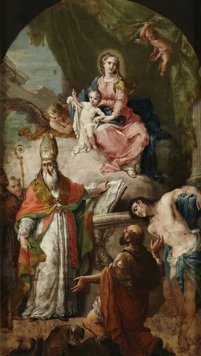 Virgin and Child with Saints by Agostino Ugolini — digital art print download