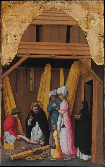 Saint Peter Martyr Healing the Leg of a Young Man by Antonio Vivarini — digital art print download