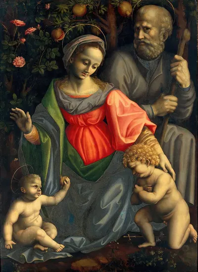Madonna and Child with Saint Joseph and Infant Saint John by Bacchiacca — digital art print download