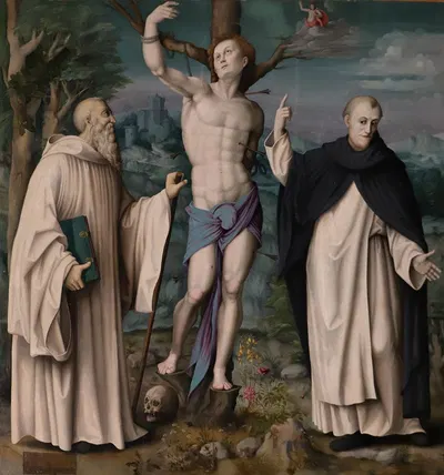 san sebastiano tra i ss. romualdo e vincenzo ferrer by Bacchiacca — digital art print download