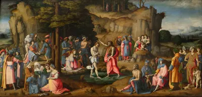 The baptism of christ by Bacchiacca, 1523 — digital art print download