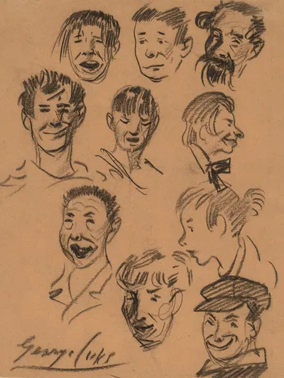 Ten Heads by George Luks, c. 1905 — digital art print download