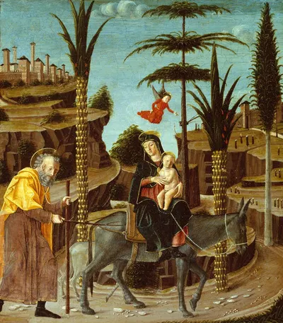 The Flight into Egypt by Bernardino Butinone, c. 1485 — digital art print download