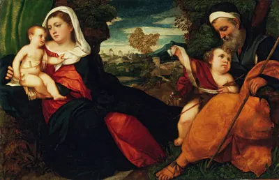 Holy Family in a Landscape by Bonifacio Veronese — digital art print download