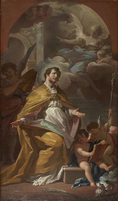 Bishop Saint in Prayer by Corrado Giaquinto — digital art print download