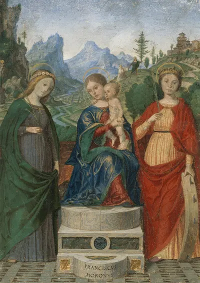 Virgin and Child Enthroned between Saints Cecilia and Catherine of Alexandria by Francesco Morone — digital art print…