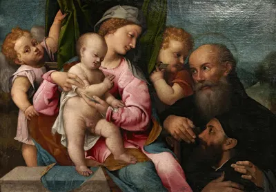 Virgin and Child with Angels, Saint Anthony, and Donor by Francesco Torbido — digital art print download