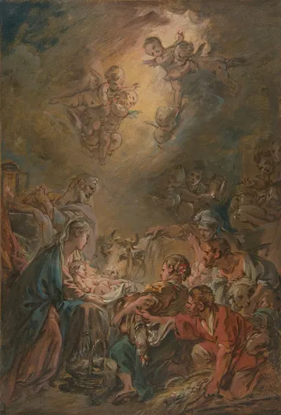 The Adoration of the Shepherds by François Boucher — digital art print download
