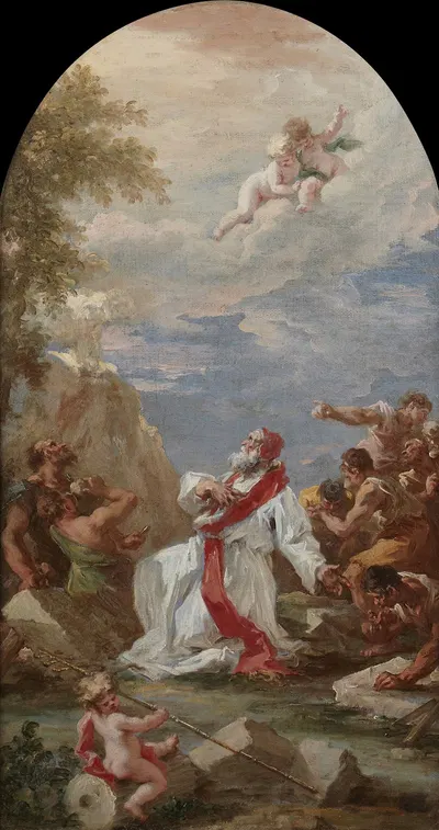 Pope Clement I Praying for Water by Джованни Антонио Пеллегрини — digital art print download