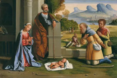 The Adoration of the Shepherds by Ortolano — digital art print download