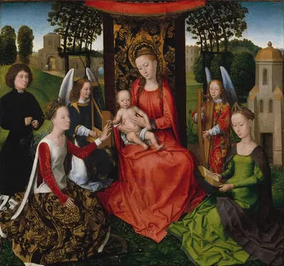 Virgin and Child with Saints Catherine of Alexandria and Barbara by Ханс Мемлинг — digital art print download