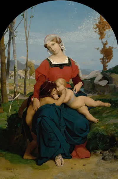 La Vierge, L'enfant Jesus Et Saint Jean by Жан-Леон Жерома, 1848 — digital art print download