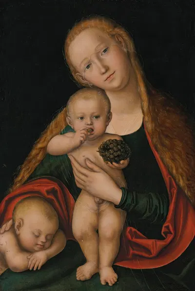 The Virgin and Child with infant Saint John the Baptist sleeping by Лука Кранаха Младший — digital art print download