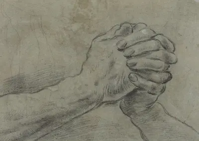 Clasped Hands (verso) by Giacomo Cavedone, c. 1612 — digital art print download