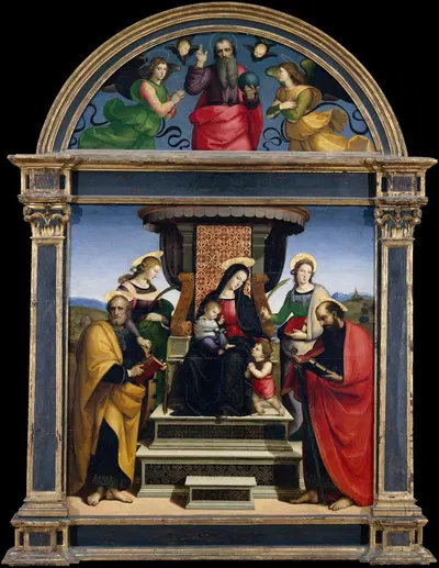 Madonna and Child Enthroned with Saints by Рафаэль — digital art print download