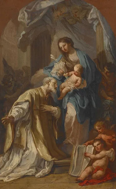 The Madonna Appearing to St. Philip Neri by Себастьяно Конка, 1740 — digital art print download