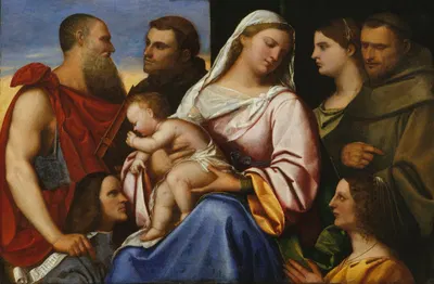 Madonna and Child with Saints and Donors by Sebastiano del Piombo — digital art print download