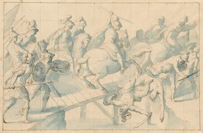 A Battle on a Bridge by Giovanni Balducci, c.1600 — digital art print download