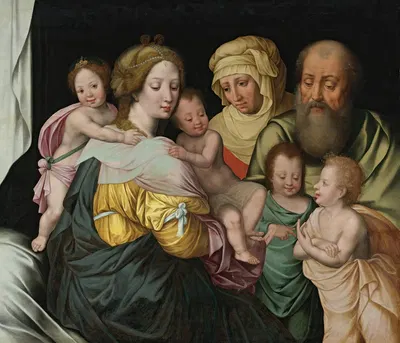 The Madonna And Child With Saints Elizabeth And Other Members Of The Holy Family by Vincent Sellaer — digital art print…