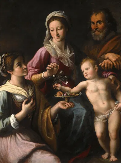 The Holy Family With Saint Dorothea by Fabrizio Santafede — digital art print download