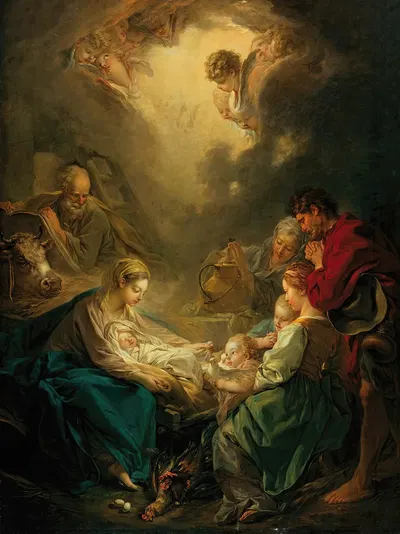 Virgin attending to the sleeping Christ child by François Boucher — digital art print download