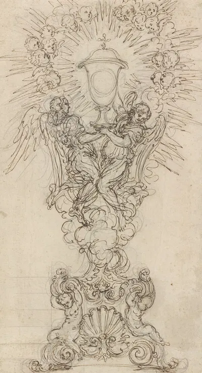 A Monstrance with Two Angels Supporting a Chalice by Giovanni Battista Foggini — digital art print download