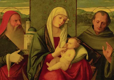 Madonna And Child With St. Jerome And St. Francis by Джироламо да Сантакроче — digital art print download