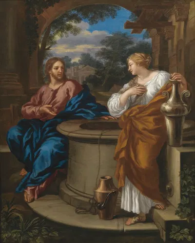Christ And The Woman Of Samaria by Giuseppe Nicola Nasini — digital art print download