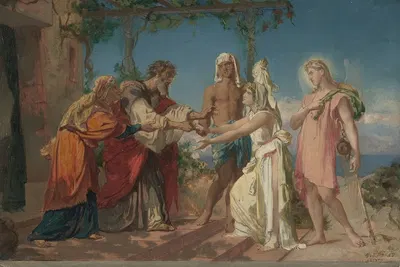 Tobias Brings His Bride Sarah to the House of His Father, Tobit by Henri Lehmann — digital art print download