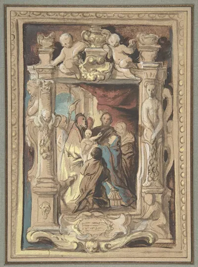 The Presentation in the Temple, with a Design for a Sculpted Frame by Якоб Йордаанс — digital art print download