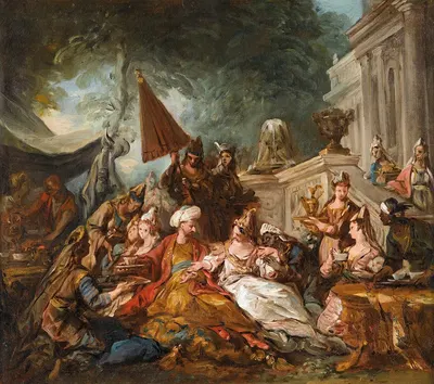 Oriental scene or Esther's banquet by Жан-Франсуа де Труа — digital art print download