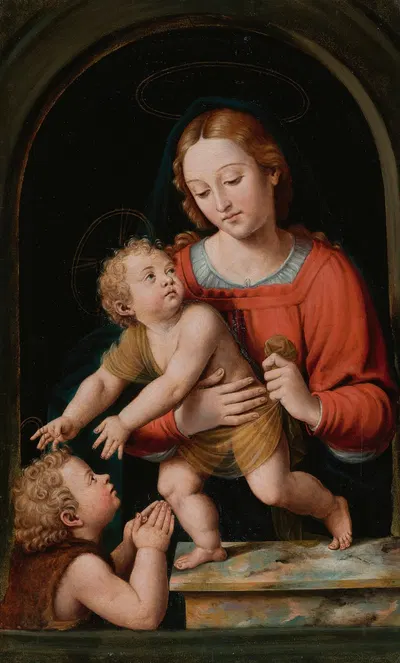 The Virgin Mary With The Christ Child And The Infant Saint John The Baptist by Joan Macip — digital art print download