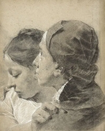 A Young Man Embracing a Girl by Джованни Баттиста Пьацетта, c. 1743 — digital art print download