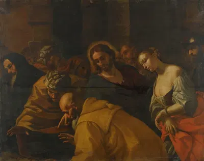 Christ And The Woman Taken In Adultery by Маттиа Прети — digital art print download