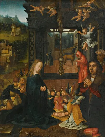 The Nativity, With A Donor And His Wife by Нидерландская школа — digital art print download