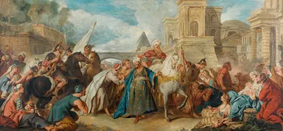 The triumph of Mordecai by Последователь Жана-Франсуа де Труа — digital art print download