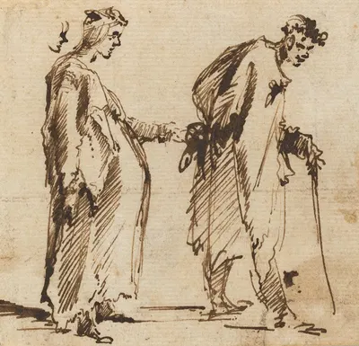 A Pregnant Young Woman and a Young Man with a Staff by Джованни Баттиста Пиранези — digital art print download