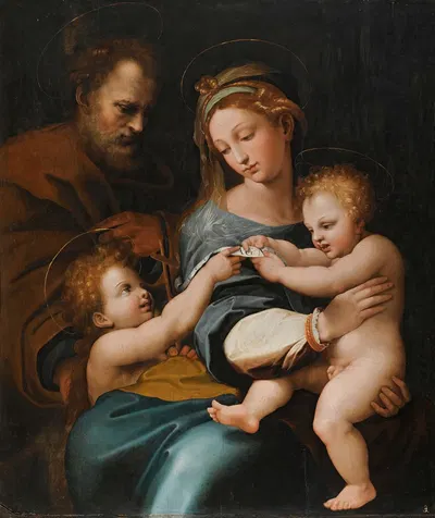 Holy Family With The Infant St. John The Baptist, Or 'madonna Della Rosa' by Последователь Рафаэля — digital art print…