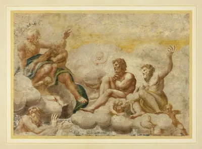 Saint Peter and other Seated Apostles, with Saint John the Evangelist Below by After Correggio — digital art print download