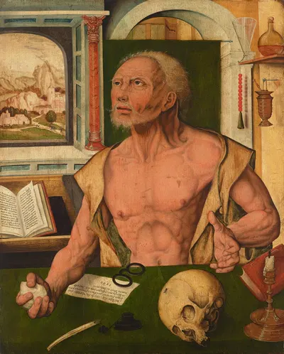 The Penitent Saint Jerome in his study by Follower of Joos van Cleve, 1509 — digital art print download
