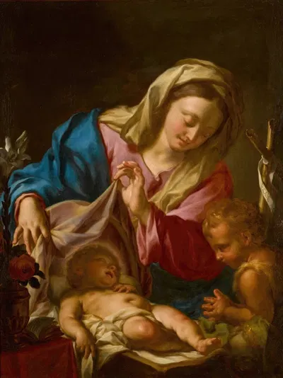 The Virgin and Child with the Infant Saint John the Baptist by Франческо Тревизани — digital art print download