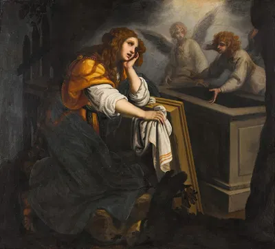 Mary Magdalene at the tomb, with two angels by Giovanni Biliverti — digital art print download