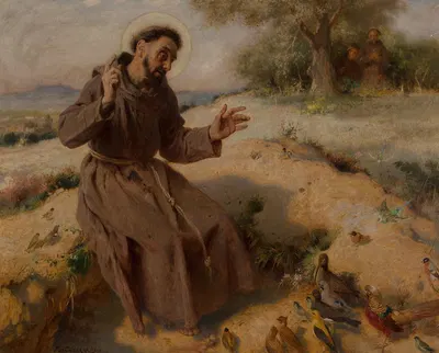 St. Francis preaching to the birds by Пьер Жан Ван дер Оудера, 1912 — digital art print download
