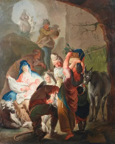 Adoration of the Shepherds by After Johanna Evangelista Holzera, 1730-1745 — digital art print download