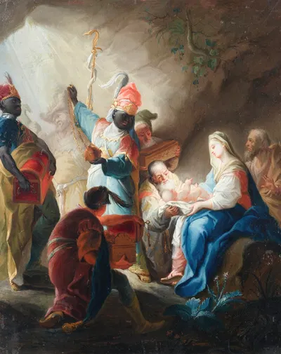 The Adoration of the Magi by After Johanna Evangelista Holzera, 1733 — digital art print download