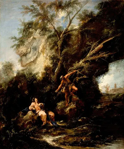 Landscape with the Temptation of Christ by Алессандро Маньяско — digital art print download