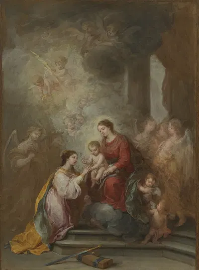 The Mystic Marriage of Saint Catherine by Bartolomé Estebán Murillo, 1680-1682 — digital art print download