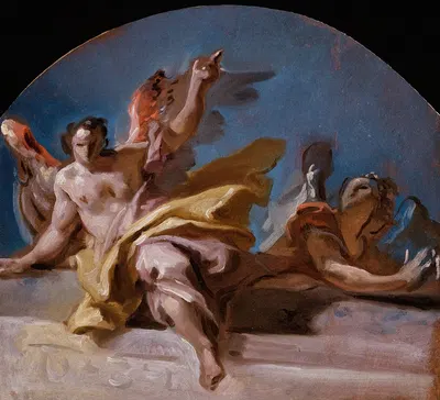A Study for Two Angels on a Balustrade by Карло Карлоне — digital art print download