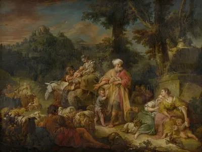 Jacob and his family traveling to Egypt by Follower Of François Boucher — digital art print download